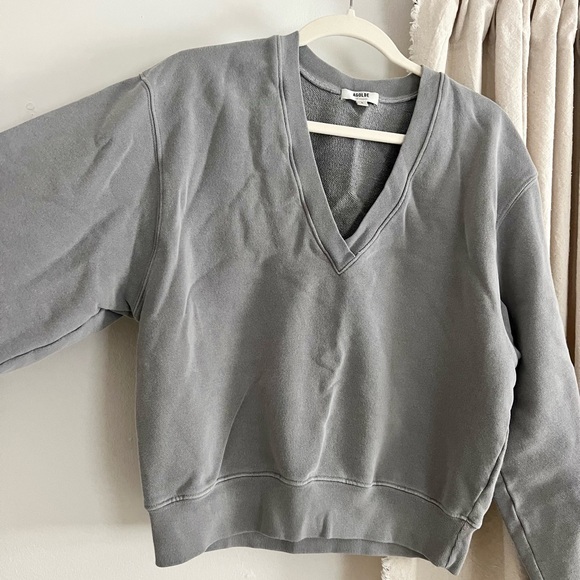 AGOLDE vneck balloon sleeve pullover sweatshirt - Picture 2 of 7